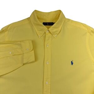 Ralph Lauren Shirt Mens 2XL Yellow Solid Button Down Long Sleeve Pony Logo